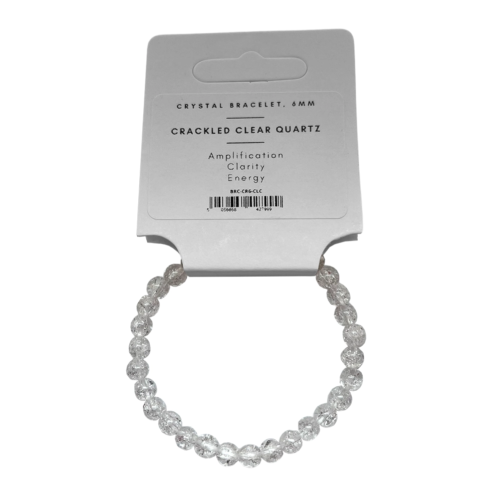 Crackled Clear Quartz - Crystal Ball Bracelet (6mm)
