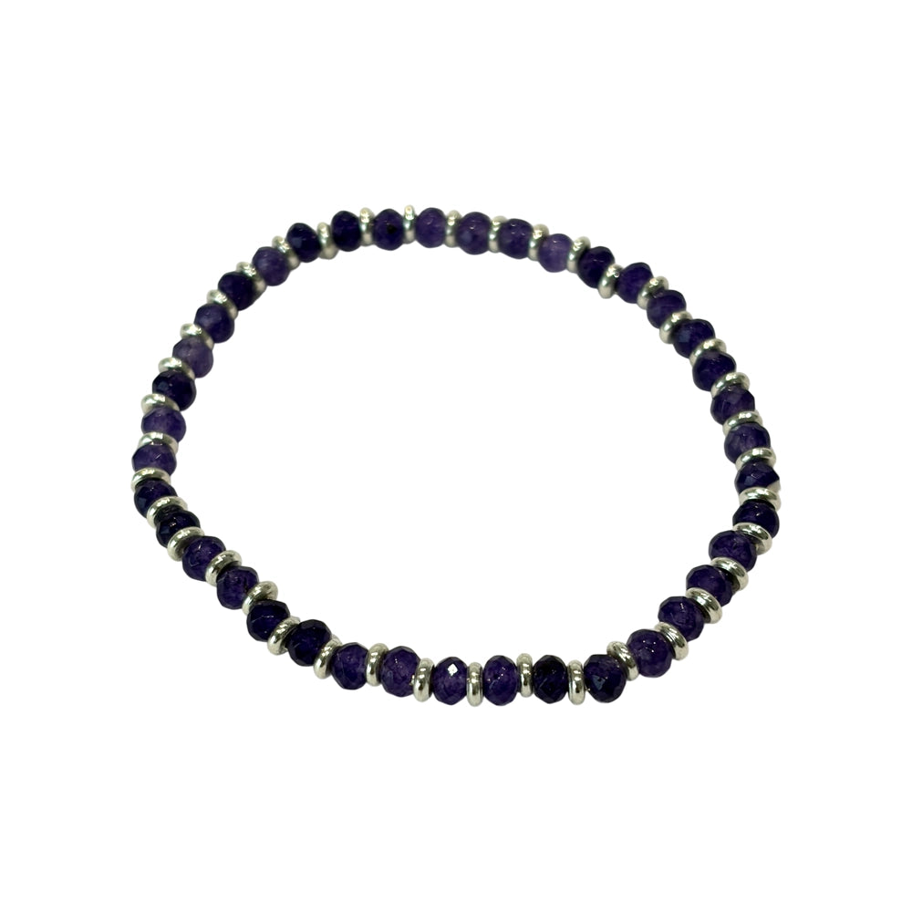 Amethyst - Silver-Plated Crystal Ball Bracelet