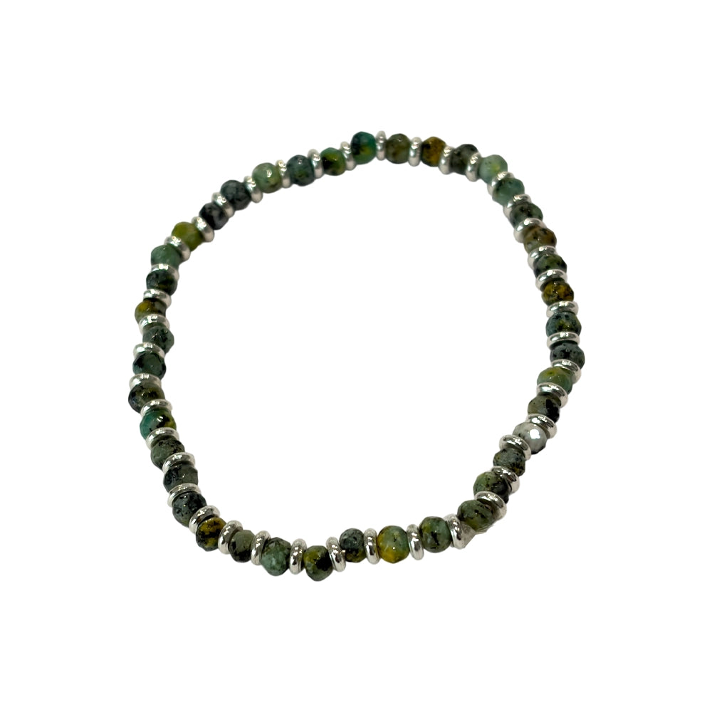 Malachite - Silver-Plated Crystal Ball Bracelet