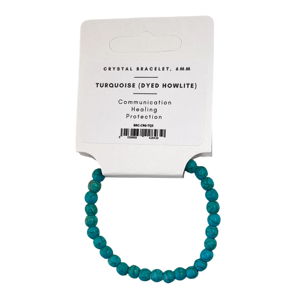 Turquoise (Dyed Howlite) - Crystal Ball Bracelet (6mm)