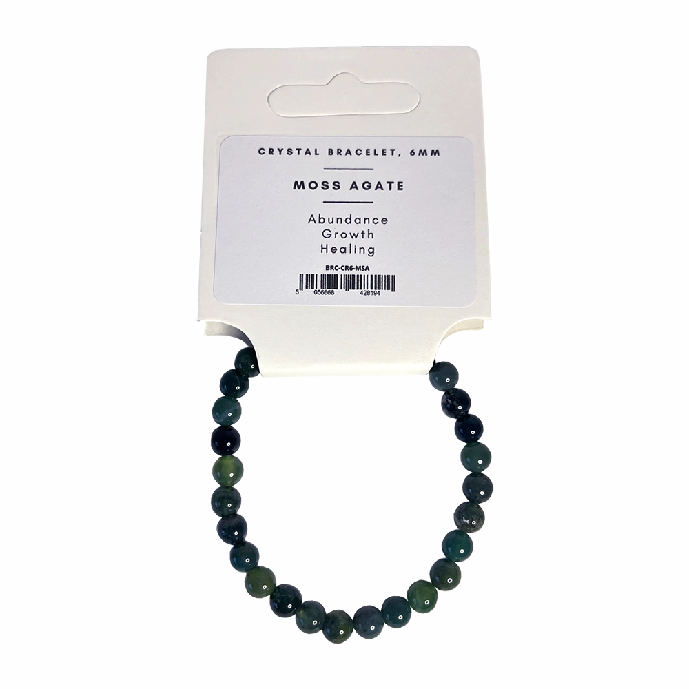 Moss Agate - Crystal Ball Bracelet (6mm)