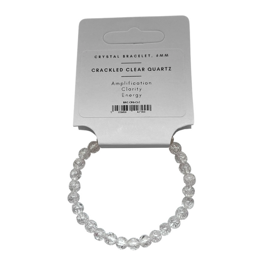 Crackled Clear Quartz - Crystal Ball Bracelet (6mm)