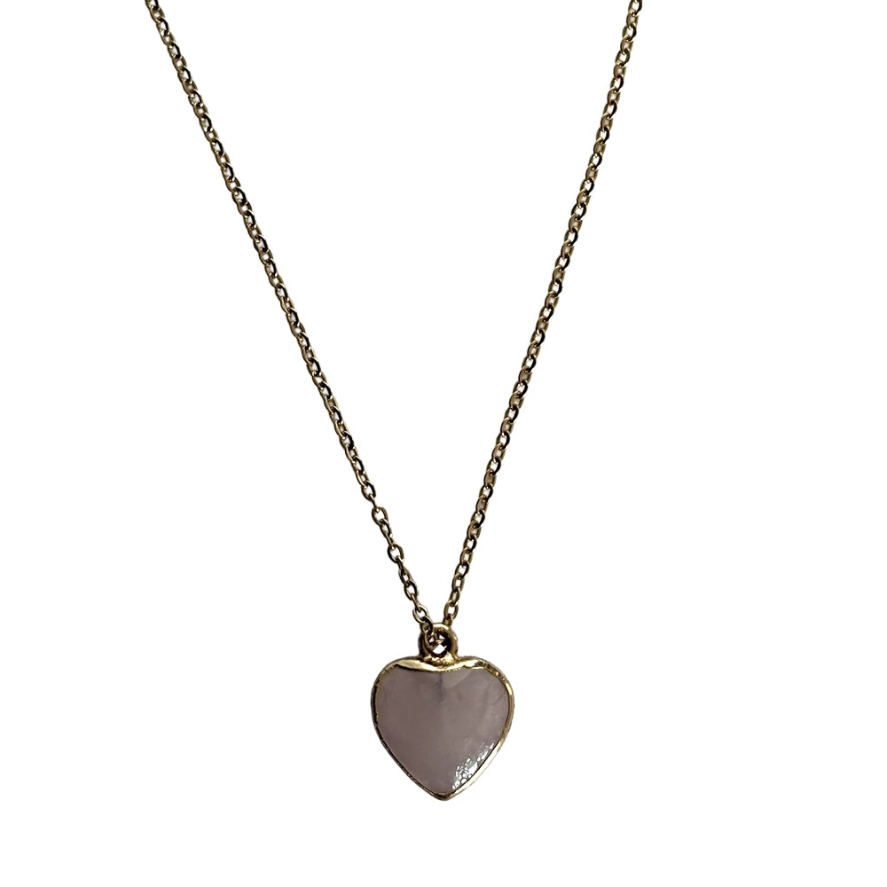 Rose Quartz Gold Cased Heart Necklace