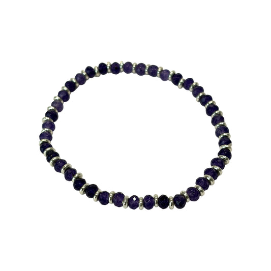 Amethyst - Silver-Plated Crystal Ball Bracelet