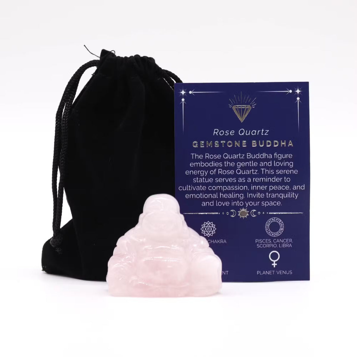 Rose Quartz - Crystal Buddha Carving