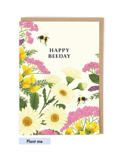 "Happy beeday" Seeded Greeting Card