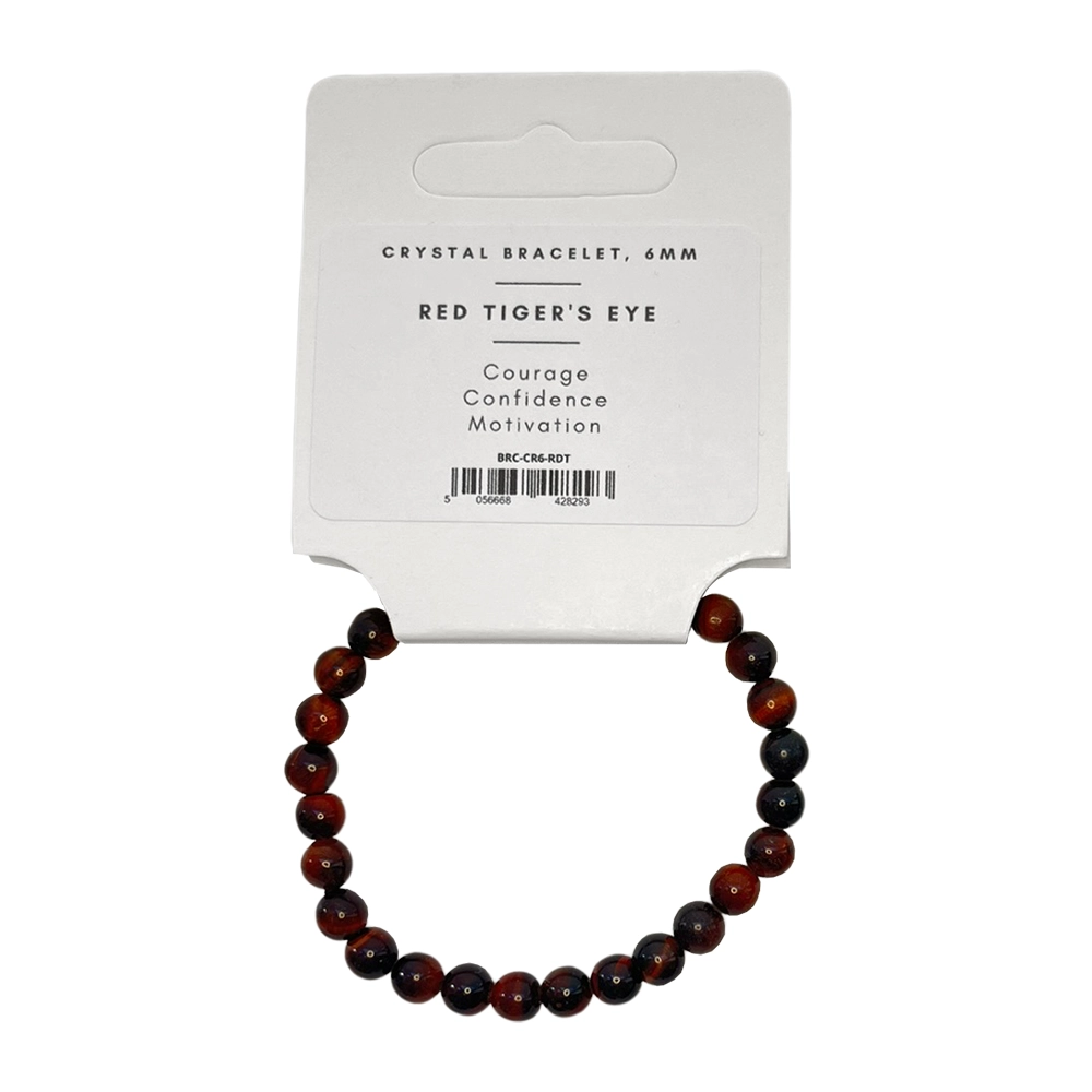 Red Tigers Eye - Crystal Ball Bracelet (6mm)