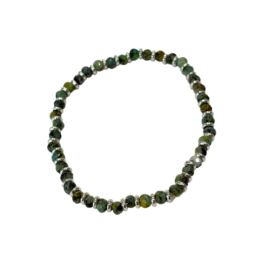 Malachite - Silver-Plated Crystal Ball Bracelet