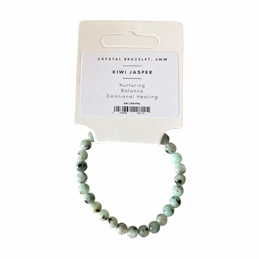 Kiwi Jasper - Crystal Ball Bracelet (6mm)