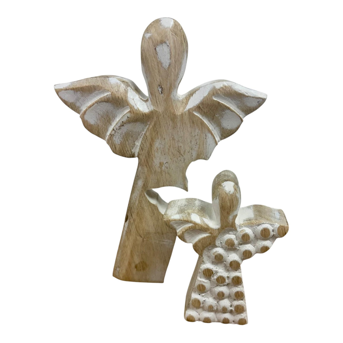 Whitewash Angel  - Wooden Figure