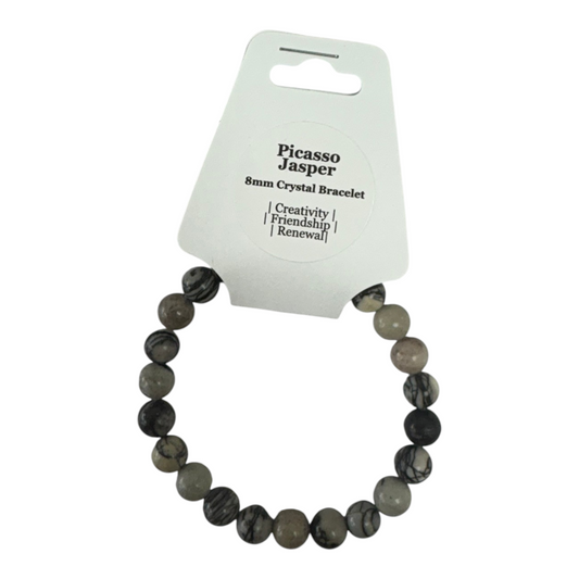 Picasso Jasper - Crystal Ball Bracelet (8mm)