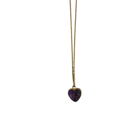 Amethyst Gold Cased Heart Necklace