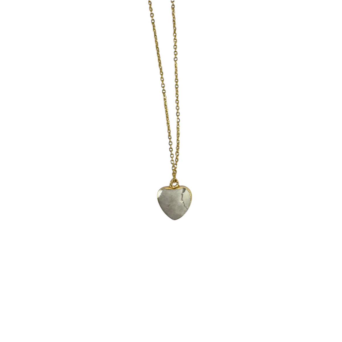 Howlite Gold Cased Heart Necklace
