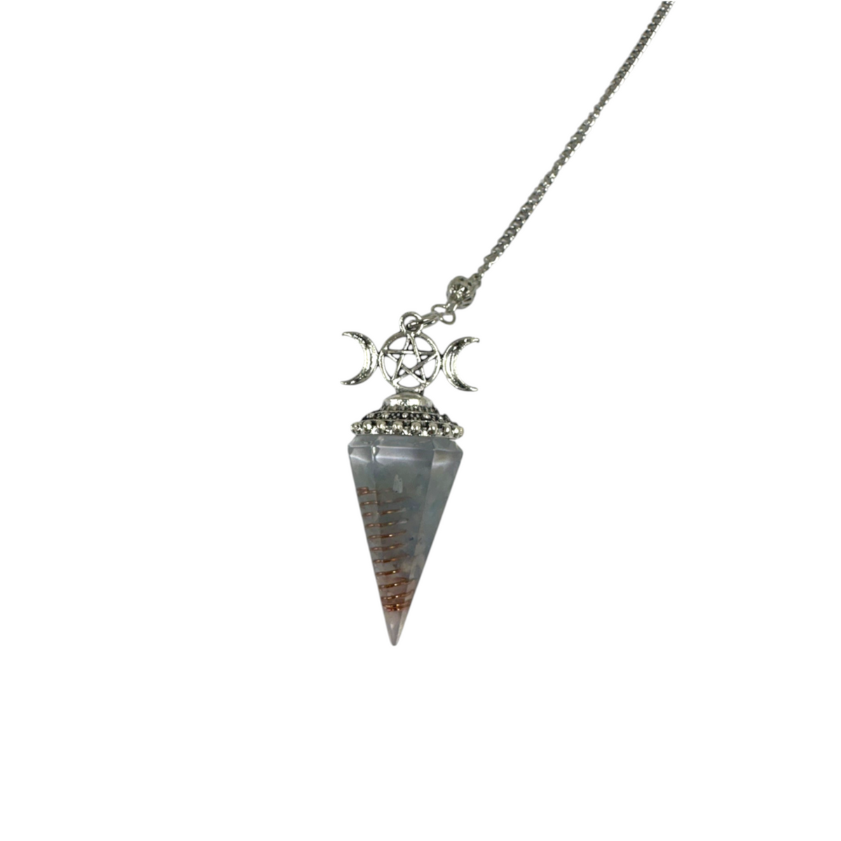 Aquamarine - Triple Moon Pentacle Point Pendulum