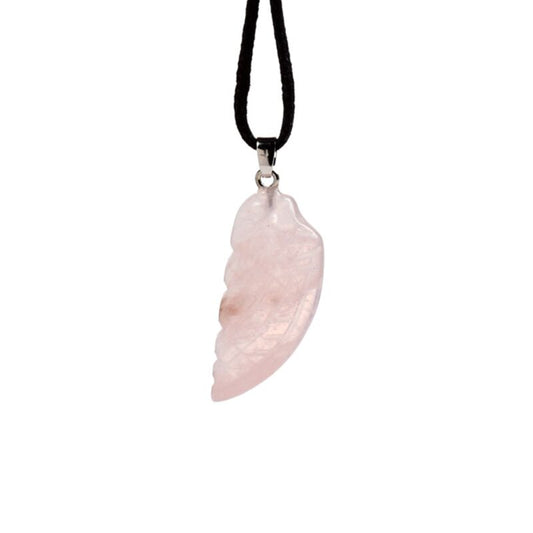 Rose Quartz - Angel Wing Crystal Pendant Necklace