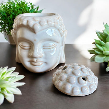 White Thai Buddha Head - Burner