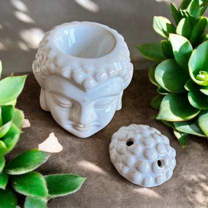 White Thai Buddha Head - Burner