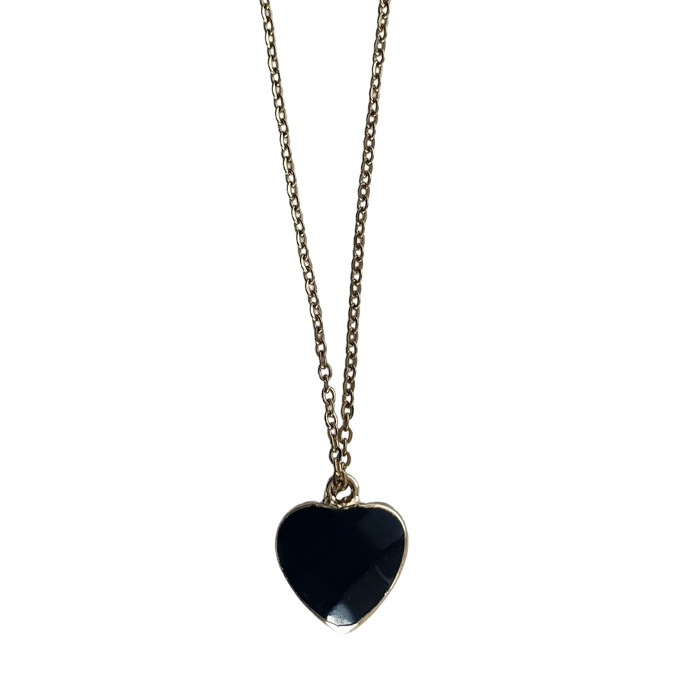 Black Obsidian Gold Cased Heart Necklace