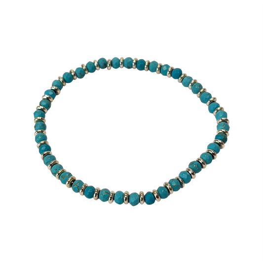 Turquoise - Silver-Plated Crystal Ball Bracelet