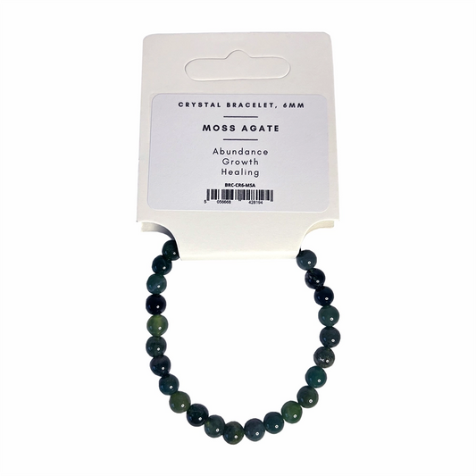 Moss Agate - Crystal Ball Bracelet (6mm)