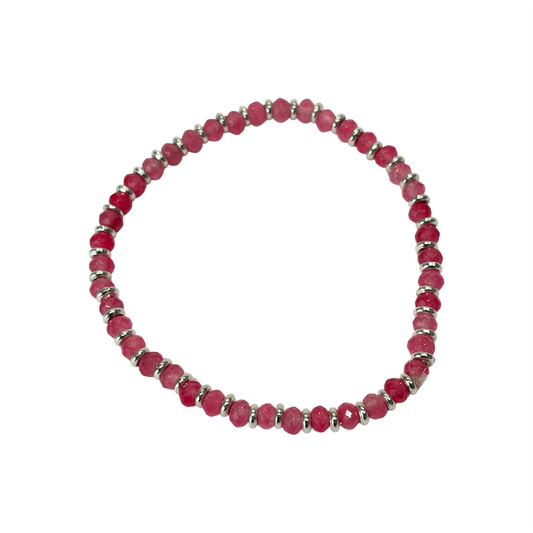 Rose Quartz - Silver-Plated Crystal Ball Bracelet